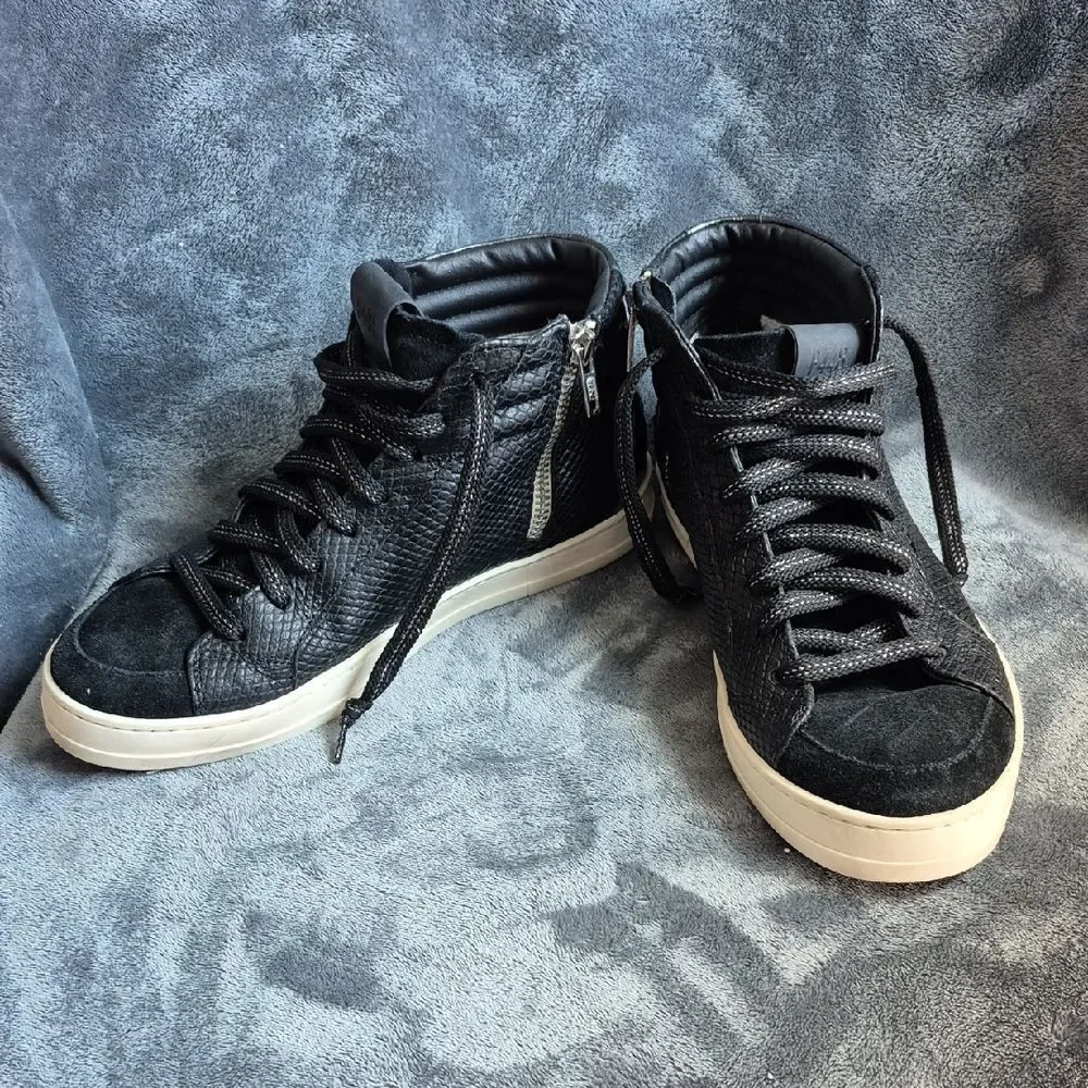 P448 Recycled Sneaker Women's Size 38 Black with Snakeskin Pattern